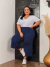 Calça Pantacourt Plus Size Azul na internet