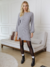 Vestido Liso em Fio Mousse com Fenda Cinza