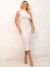 Vestido Drapeado Regata Gola Alta Off White