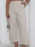 Calça Pantalona Feminina e Estilosa de Linho Cru Bolsos e Zíper Lateral
