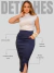 Saia Midi Social Com Fenda e Bolso Azul Jeans na internet