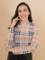 Blusa de Tule Xadrez Manga Longa