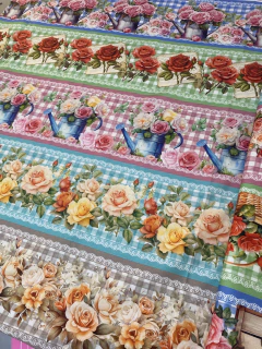 Tecido Tricoline Digital Estampado - Barrado Rosas na internet
