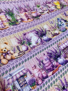 Tecido Tricoline Digital Estampado - Barrado Lavanda na internet