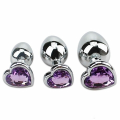 Plug Anal Metálico Com Joia de Coração 7 x 2,8 cm - Fabrica da Sedução - Fabrica da Sedução Sex Shop - Vibrador, Plug, Acessórios, Cosméticos e Muito Mais