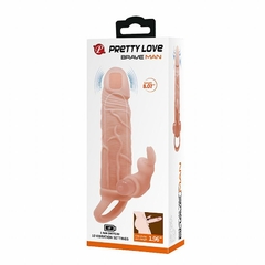 Imagem do Capa peniana oca com vibrador extensora com anel para escroto, estimulador de clitóris e 10 níveis de vibração - Fabrica da Sedução