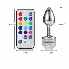 Plug Anal LED 13 cores Metálico medida 9 x 3,4 cm - Fabrica da Sedução