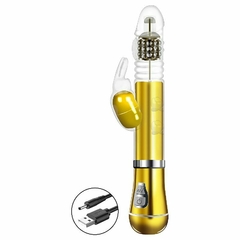 Vibrador Vai e Vem Rotativo com Estimulador de Clitóris Multivelocidades