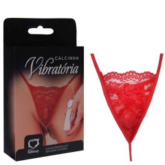 Calcinha Vibratória Fio dental com capsula bullet vibratória cor vermelha - FABRICA DA SEDUÇÃO - Fabrica da Sedução Sex Shop - Vibrador, Plug, Acessórios, Cosméticos e Muito Mais