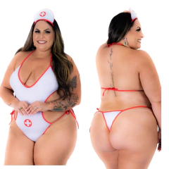 Mini Fantasia Médica Plus Size Tamanho Único Pimenta Sexy - Fabrica da Sedução