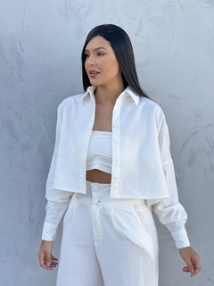 Camisa Cropped em Linho Bari