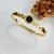 Bracelete Preto Central e Algarismos Romanos Banhado a Ouro 18k