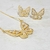 Conjunto Colar e Brincos Borboleta Zircônias Cristais Banhado a Ouro 18k