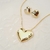 Conjunto Colar e Brincos de Coração Banhado a Ouro 18k