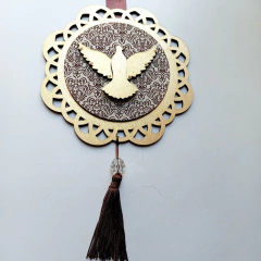Escapulário de Porta Divino Espírito Santo em MDF Dourado