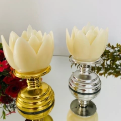 Vela Elétrica Flor Pedestal - Prata ou Dourada