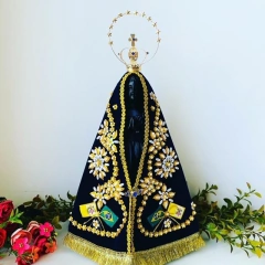 Imagem Fac Símile de Aparecida de Resina com Resplendor - 20 cm