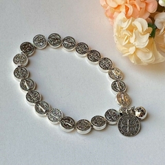 Pulseira de Metal com Medalhas de São Bento