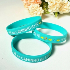 Pulseira de Silicone de Caminho da Fé em Baixo Relevo - Turquesa