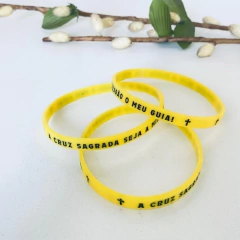 Pulseira de Silicone Fina São Bento Amarela - LANÇAMENTO!