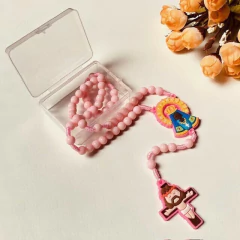 Terço Infantil Rosa com Aparecida Emborrachada 
