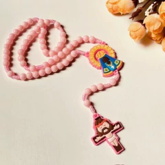 Terço Infantil Rosa com Aparecida Emborrachada 