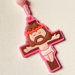 Terço Infantil Rosa com Aparecida Emborrachada 