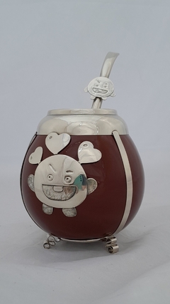 Mate Shooky. Cerámica y alpaca. con bombilla - comprar online