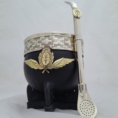 Mate Imperial Alpaca. Fuerza Aérea Argentina. Con bombilla. - Alfaro Guerra