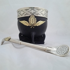 Mate Imperial Alpaca. Fuerza Aérea Argentina. Con bombilla. - tienda online