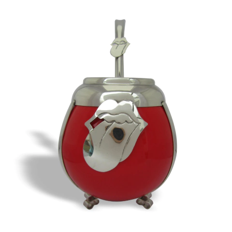 Mate Rolling Stones. Cerámica y alpaca. Con bombilla