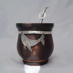 Mate BTS. Ballena. Madera y Alpaca. Con bombilla
