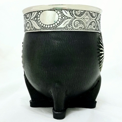 Mate Imperial Alpaca y cuero. Sol de Mayo - comprar online