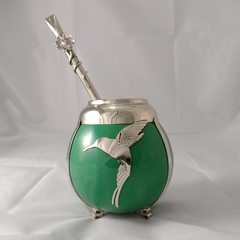 Mate colibrí. Cerámica y alpaca. Con bombilla - comprar online