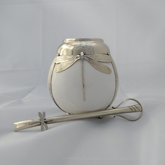 Mate libélula. Cerámica y alpaca. Con bombilla - comprar online