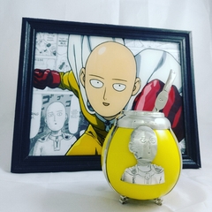 Mate Saitama. One Punch. Cerámica y alpaca. Con bombilla