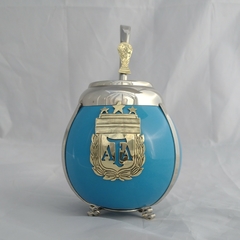 Mate y bombilla AFA. Selección Argentina. Cerámica y alpaca