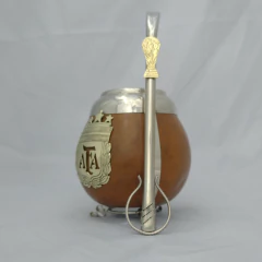 Mate AFA. Selección Argentina. Calabaza, Alpaca y bronce. Con bombilla Copa en internet
