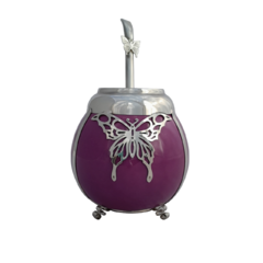 Mate Mariposa. Cerámica y alpaca. Con bombilla - comprar online