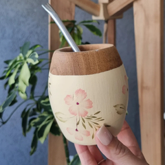 Mate de Madera Algarrobo pintado