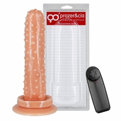 Prótese Massageadora 14,1 X 3,1cm c/Textura Com Vibrador e Ventosa