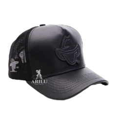 Boné Sacudido's Logo Estilizado Couro Preto BN434SCD na internet