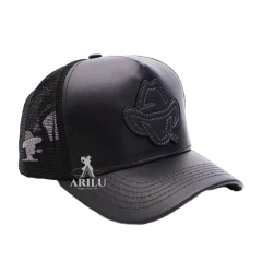 Boné Sacudido's Logo Estilizado Couro Preto BN434SCD na internet
