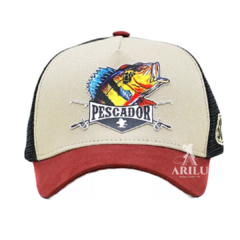 Boné Sacudido's Pescador Bege e Vinho BN90SCD - comprar online