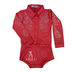 Body Infantil Country City Manga Longa Vermelho