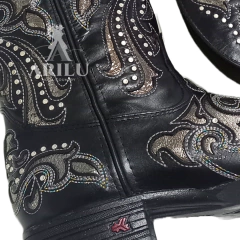Bota Texana Goyazes Feminina Preto e Prata 200B 233201 - comprar online