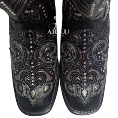 Bota Texana Goyazes Feminina Preto e Prata 200B 233201 - loja online