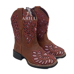 Bota Texana Helazza Infantil Coração Rosa 1450