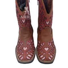 Bota Texana Helazza Infantil Coração Rosa 1450 - Agroarilu Moda Country