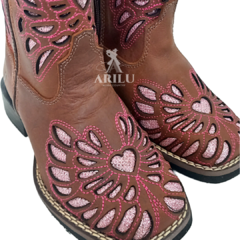 Bota Texana Helazza Infantil Coração Rosa 1450